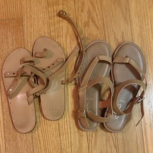 Tan Strappy Sandals Set